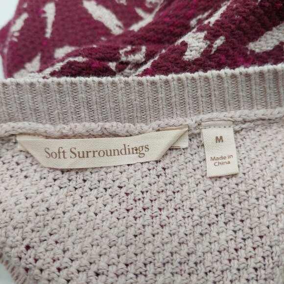 Soft surroundings Womens Shirt Size Medium Knit Cream Red Floral Pullover - Picture 3 of 7